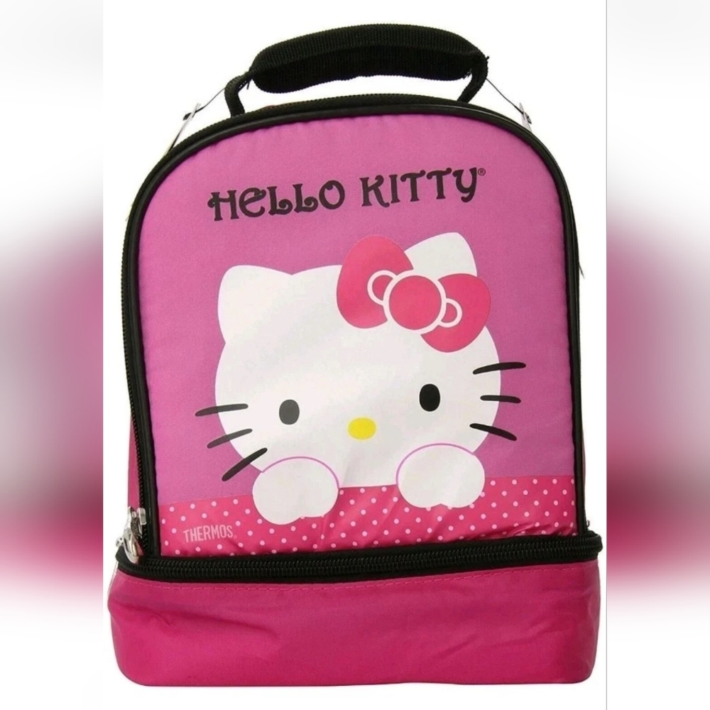 NWT HELLO KITTY SANRIO Thermos PVC Free Pink Lunch Tote Box Soft Sided Zippered